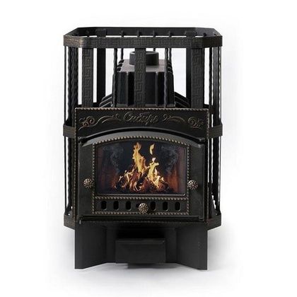 Печь для бани НМК Сибирь «Сибирь-32» каминная дверца кованная сетка, чугун в Бронницах