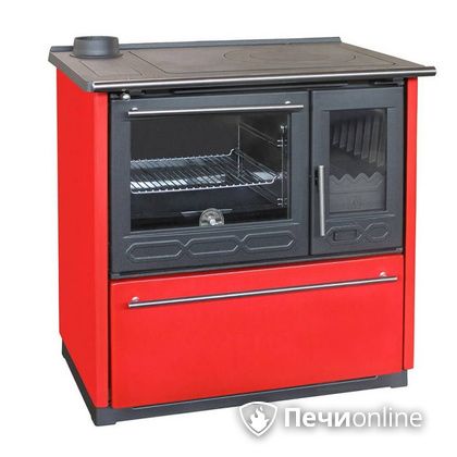 Отопительная печь Plamen 850 Glas красная труба слева в Бронницах