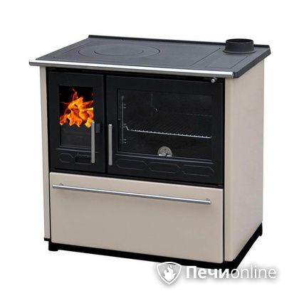 Отопительно-варочная печь Plamen 850 Glas крем труба справа в Бронницах