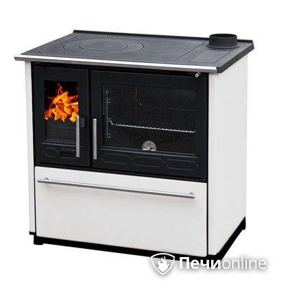Отопительная печь Plamen 850 Glas белая труба справа в Бронницах