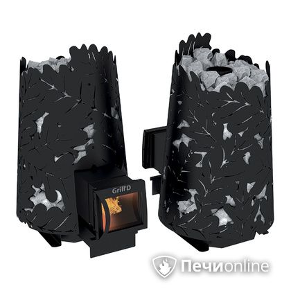 Дровяная печь-каменка GrillD Dubravo 180 long black в Бронницах