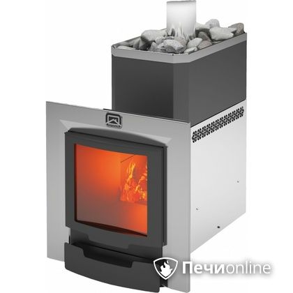 Дровяная банная печь Теплодар Русь 12 ЛНЗП Панорама Профи (дверь 17 с обрамлением) в Бронницах