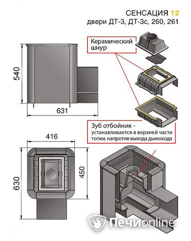 Дровяные печи-каменки Везувий Сенсация 12 Антрацит (ДТ-3С) в Бронницах