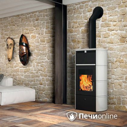 Печь-камин Edilkamin Flamma 24 kw V.A. Bianco Panna с Т/О в Бронницах