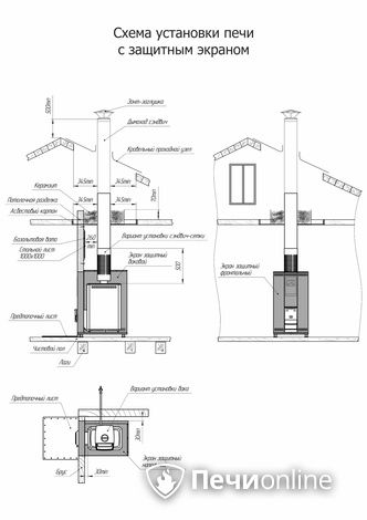 Дровяная банная печь Теплодар Кузбасс-20 ТК Панорама (2018) в Бронницах