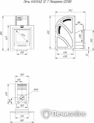 Дровяная банная печь Теплодар Каскад-12 Т Панорама (2018) в Бронницах
