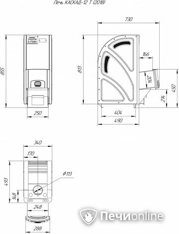 Дровяная банная печь Теплодар Каскад-12 Т (2018) в Бронницах