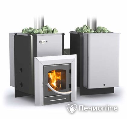 Дровяная банная печь Ермак Элит 16-ПС стекло нержавеющая сталь регулируемый тоннель в Бронницах