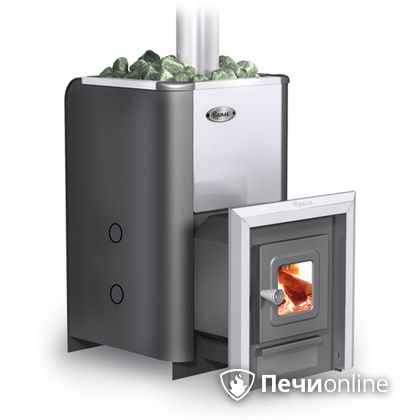 Дровяная банная печь Ермак Элит 20-С стекло нержавеющая сталь в Бронницах