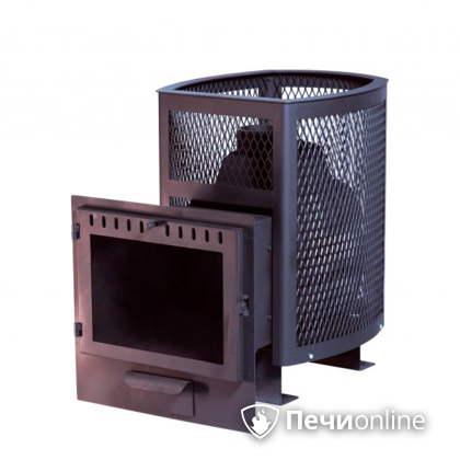 Дровяная банная печь НМК Сибирь Сибирь 20 сетка зк, панорама в Бронницах