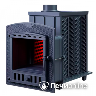 Дровяная банная печь Гефест 25 (П) чугунная дверца с панорамным стеклом в Бронницах
