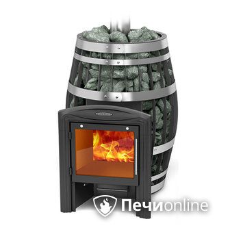 Дровяная банная печь TMF Саяны XXL 2015 Carbon Витра с закрытой каменкой и теплообменником в Бронницах