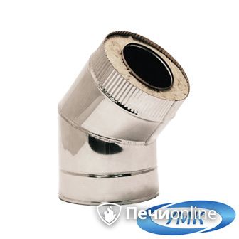 Дымоход УМК Сэндвич-отвод 135°  D130х200 Н+Оц 1.0мм 0.5мм по воде в Бронницах