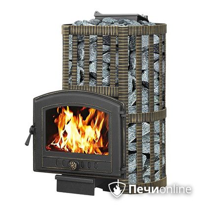 Дровяная банная печь Везувий Ураган Ковка 16 (224) с закрытой каменкой чугун в Бронницах
