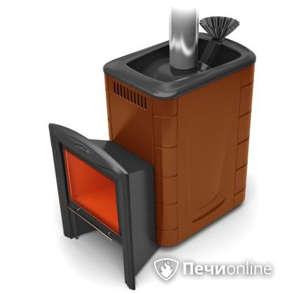 Дровяная банная печь TMF Гейзер 2014 Carbon Витра терракота в Бронницах