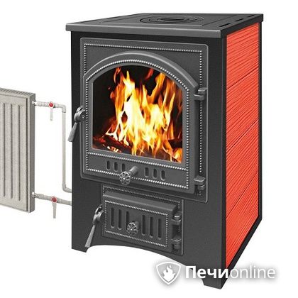 Печь-камин Везувий ПК-01(205) с теплообменником красный в Бронницах