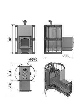 Дровяная банная печь Везувий Скиф Стандарт (ДТ-4С) с парогенератором в Бронницах