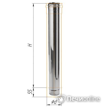 Дымоход Феррум Дымоход нержавейка 08 d-115 L=1м в Бронницах