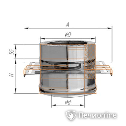 Дымоход Феррум Площадка монтажная  d-115/200 по воде в Бронницах