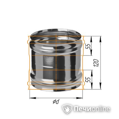 Дымоход Феррум Адаптер ММ для печи нержавеющий 08 d-150 в Бронницах
