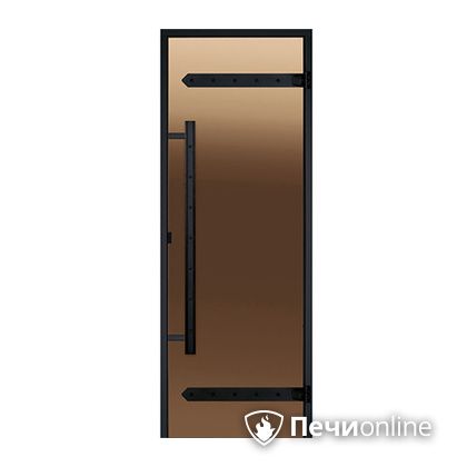 Дверь для бани Harvia Стеклянная дверь для сауны LEGEND 8/19 черная коробка сосна бронза  D81901МL в Бронницах